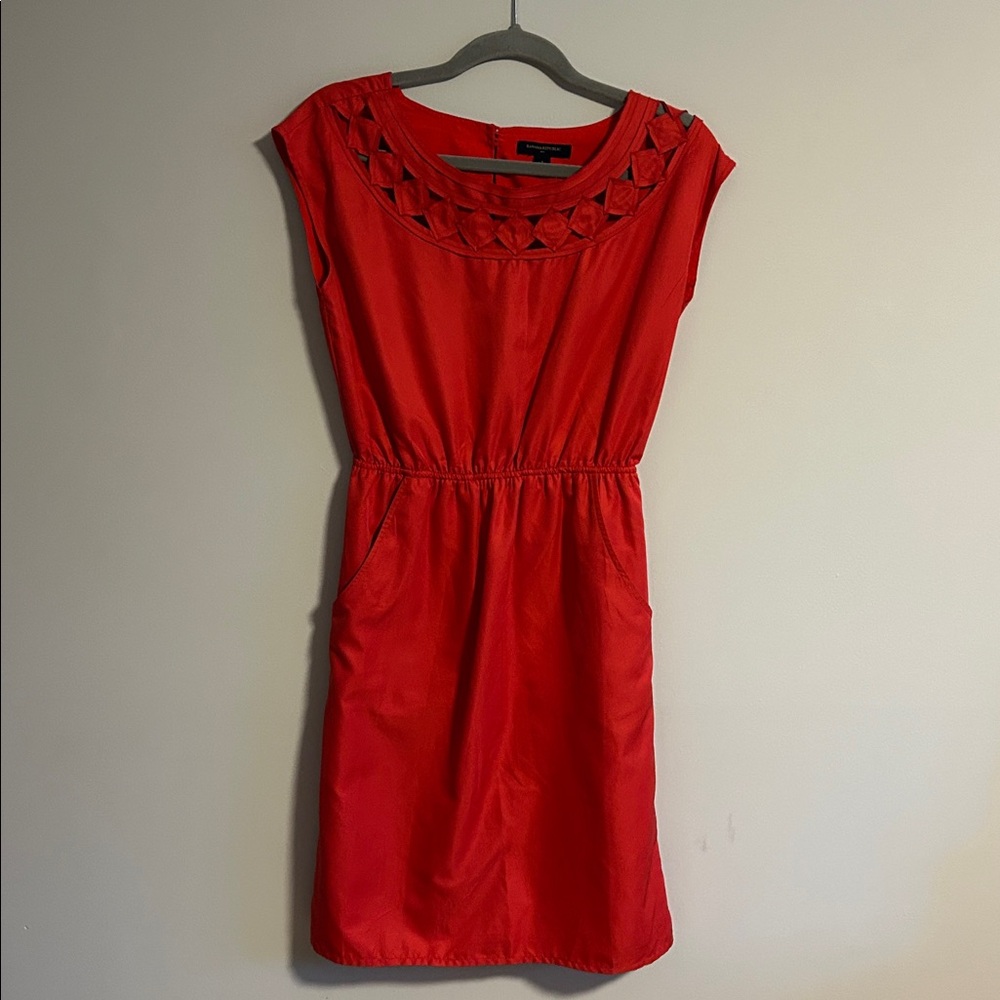 Banana Republic Solid Red Killer Tomato Sleeveless Dress